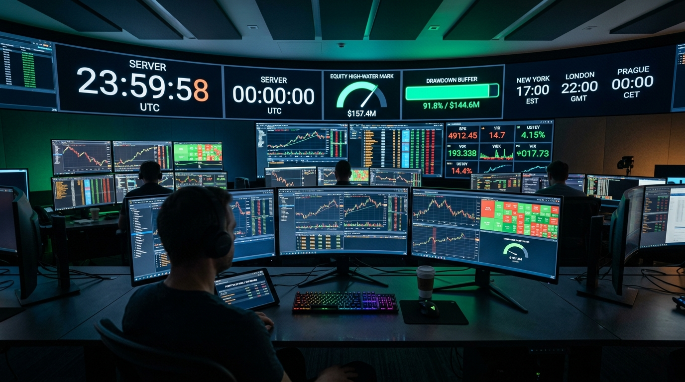 Prop Firm Daily Drawdown Reset Time: 2026 Rollover Chart